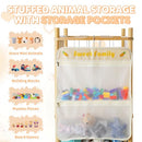 TOPHDY STUFFED ANIMAL STORAGE ORGANIZER, LARGE WOODEN ZOO TOY HOLDER - NATURAL - Like New