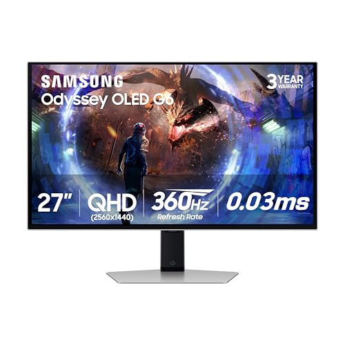 SAMSUNG 27” ODYSSEY G6 SERIES MONITOR QHD 360 HERTZ AMD FREESYNC PREMIUM PRO - Like New