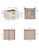 SONGMICS Jewelry Box with Glass Lid, 3-Layer Jewelry Organizer JBC239WT - WHITE - Brand New