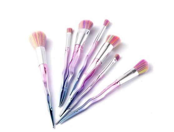 LA SANTE 7-PACK: IRIDESCENT MAKEUP BRUSHES - RAINBOW - Like New