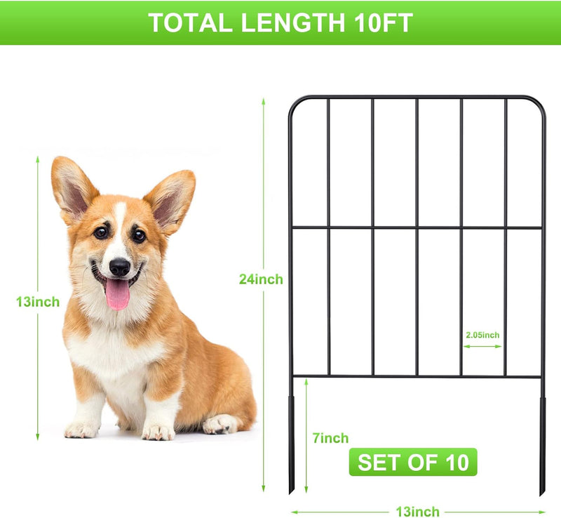 OUSHENG DECORATIVE GARDEN FENCE 10 PACK, TOTAL 17FT (L) X 13IN (H) - BLACK - Brand New