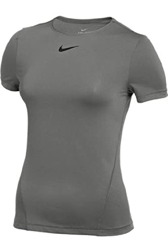 NIKE WOMEN'S PRO TOP SHORT SLEEVE MUST HAVES T-SHIRT WOMEN M DARK STEEL GRAY - Brand New