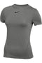 NIKE WOMEN'S PRO TOP SHORT SLEEVE MUST HAVES T-SHIRT WOMEN M DARK STEEL GRAY - Brand New