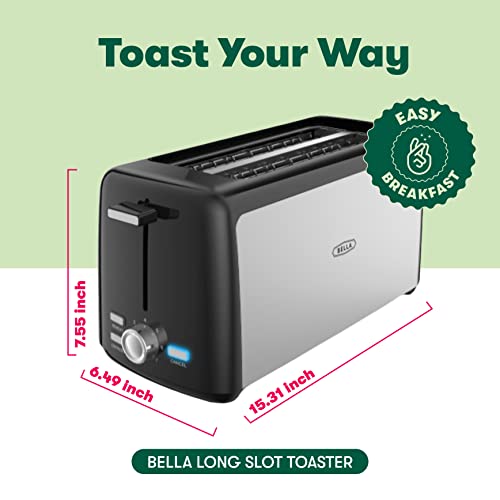 BELLA 4 SLICE TOASTER LONG SLOT & REMOVABLE CRUMB TRAY 7 SHADING OPTIONS - Like New