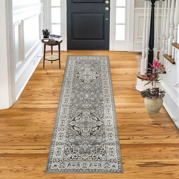 SUPERIOR Indoor Runner Rug, Plush Carpet Cover, Oriental Medallion, 2' 7" x 12' - Brand New