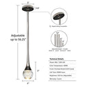 MOTINI 1-Light Teardrop Crystal Light Polished Mini LED Light Globe Single - Brand New