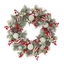 NATIONAL TREE HGTV HOME COLLECTION FROSTED TRADITIONS WREATH 28" UNLIT - RED - Like New