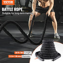 VEVOR BATTLE ROPE, 1.5" DIAMETER 30FT POLYESTER EXERCISE ROPE - BLACK - Like New