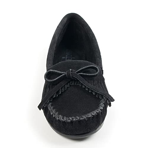 400-BLACK-6 MINNETONKA KILTY HARDSOLE WOMEN BLACK SIZE 6 - Like New