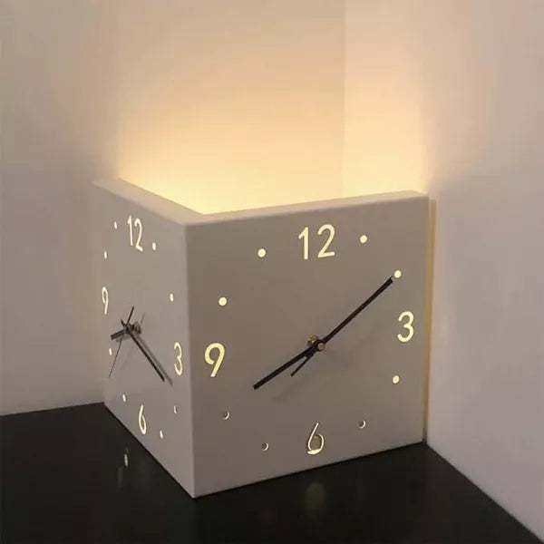 EP LIGHT Backlit Voice Activated Corner Clock, EP-CCLOCK-WH - WHITE Like New