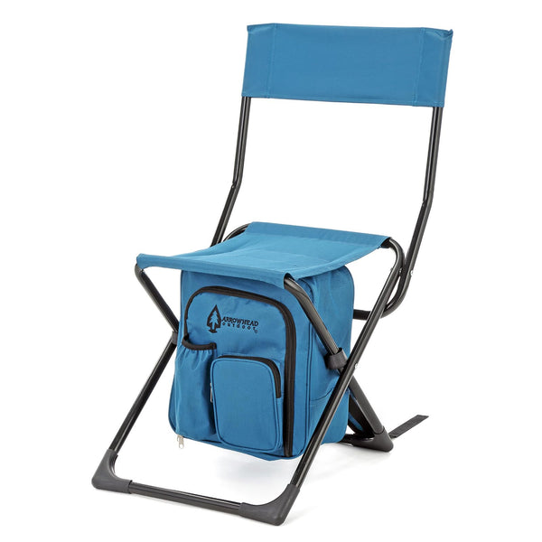 ARROWHEAD OUTDOOR MULTI-FUNCTION 3-IN-1 CAMP CHAIR: BACKPACK STOOL COOLER - BLUE - Like New