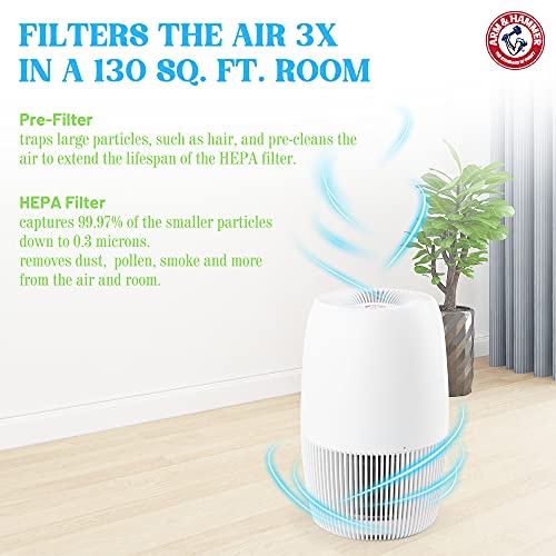 ARM & HAMMER AH301W HEPA AIR PURIFIER FOR HOME OFFICE DESKTOP - PEARL WHITE - Like New