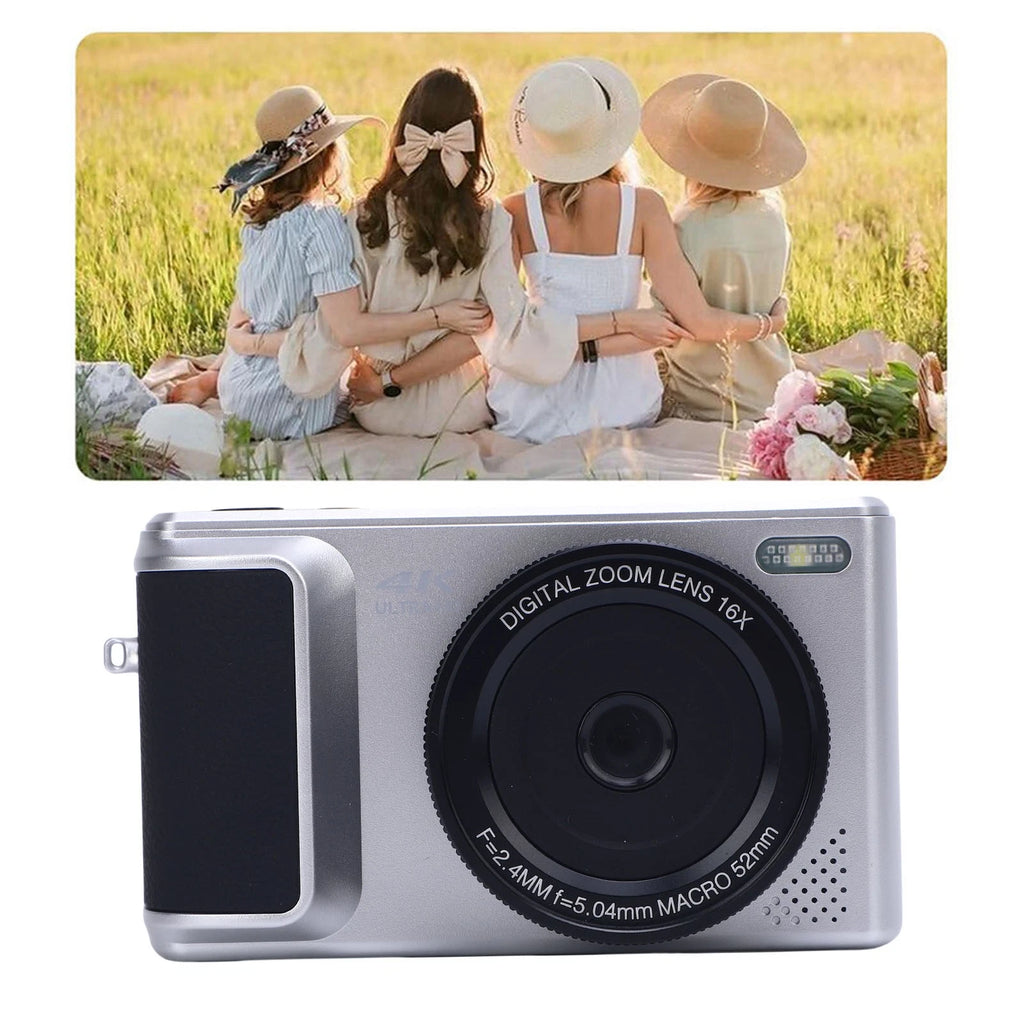 SILVER 4K DIGITAL CAMERA PHOTOGRAPHY 64MP HD AUTOFOCUS 16X DIGITAL ZOO ...