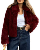 BTFBM Faux Fur Jacket Women Fluffy Winter Cropped Coats Zip Up Fuzzy Jackets - Like New