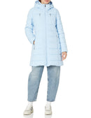 TOMMY HILFIGER WOMEN'S SOLID LONG PUFFER UNTRIMMED HOOD LONG JACKET - CERULEAN - Brand New