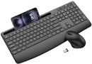 EDJO ERGONOMIC WIRELESS KEYBOARD AND MOUSE COMBO, SILENT KEYBOARD, PHONE HOLDER - Like New