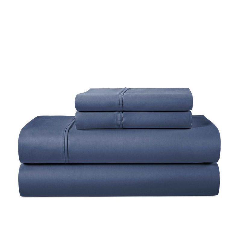 KATHY IRELAND 500 THREAD COUNT TENCEL COOLING COTTON 4-PIECE SHEET KING - NAVY - Like New