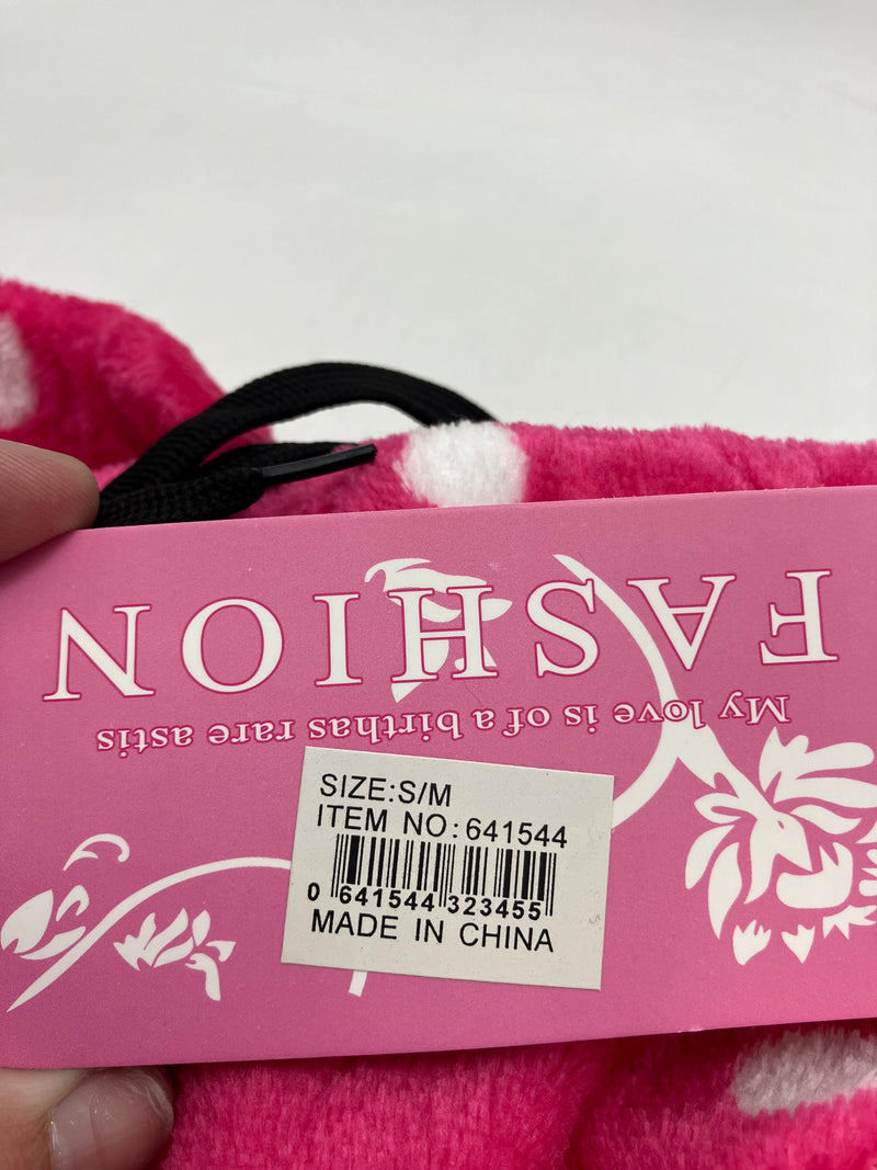 FASHION EXTRA SOFT FLEECE PAJAMAS PANTS - SIZE S - HOT PINK WHITE POLKA DOTS - Brand New