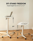 HUANUO 30" x 19" Mobile Standing Desk, Height Adjustable, B0855K113N - Black - Brand New