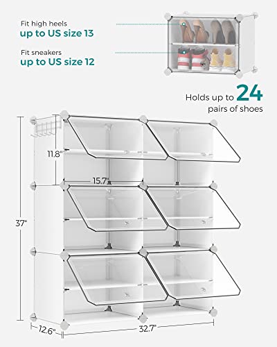 SONGMICS SHOE RACK ORGANIZER, 6-TIER SHOE STORAGE CABINET, ULPC033W01 - WHITE - Like New