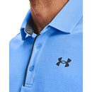 UNDER ARMOUR MEN'S TECH GOLF POLO LARGE CAROLINA BLUE (475)/PITCH GRAY - Brand New