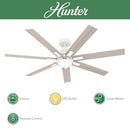 HUNTER FAN 60" CEILING FAN W LIGHT REMOTE 6 BLADES CC53574-FRESH WHITE - Like New