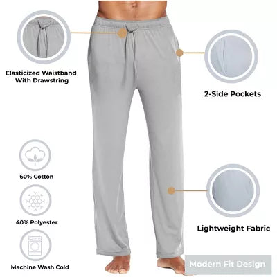 BLUE ICE MEN'S MODERN FIT CLASSIC LOUNGE PANTS - SIZE: MEN L - HEATHER GRAY - Brand New
