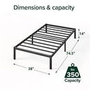ZINUS ELIAS METAL PLATFORM BED FRAME TWIN ZU-FBMMP1ZC-14T - - Scratch & Dent