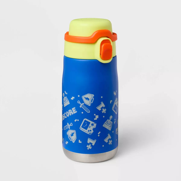 CAT AND JACK 14OZ WATER BOTTLE - CAT & JACK BLUE WITH GAMER - Scratch & Dent