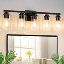 VERRON 5-LIGHT MATTE BLACK BATHROOM LIGHT FIXTURES MODERN VANITY LIGHTING BLACK - Brand New