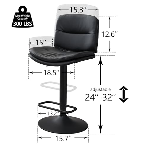 FIRAVOE SWIVEL BAR STOOLS, SET OF 4, ADJUSTABLE BARSTOOL (24"-32"), 10033-4PK - Like New