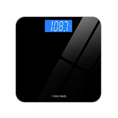 INNOTECH DIGITAL BATHROOM SCALE WITH EASY-TO-READ BACKLIT LCD - BLACK - Like New