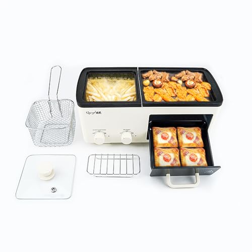 WOOD-IT 4 IN 1 BREAKFAST MAKER STATION WITH INDOOR GRILL/GRIDDLE/TOAST DRAWER - Like New