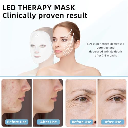 KNNKNN BLUE LIGHT THERAPY MASK FOR FACE ACNE, RED LED LIGHT THERAPY DEVICE - Like New