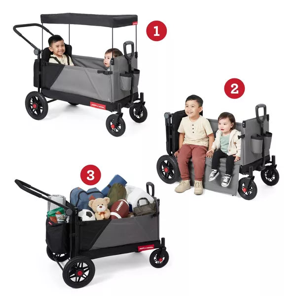 RADIO FLYER FOLDING ALL TERRAIN VENTURE KID CARGO STROLLER WAGONSTEEL - GRAY - Brand New