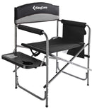 KING CAMP CAMPING FOLDABLE PADDED DIRECTOR ARM CHAIR WITH SIDE TABLE - GREY - Like New