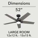 HUNTER FAN COMPANY HUNTER RAPIDAN LED 52"" CEILING FAN 5 BLADE - MATTE BLACK - Like New