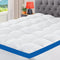 CYMULA King King Size Mattress Topper, Pillow Top Mattress Protector White/Blue - Like New