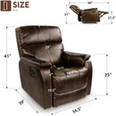 QOMOTOP OVERSIZED VEGAN LEATHER ROCKING RECLINER - BROWN - Like New
