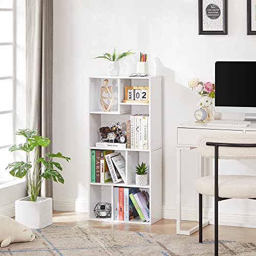 VECELO 42 INCH HIGH BOOKCASE, 4-TIER MODERN STORAGE CABINET - PEARL WHITE - Like New