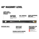 TOUGHBUILT 48'' MASONRY SPIRIT LEVEL ALUMINUM BOX SHOCK-ABSORBING TB-H2-L-48S - Like New