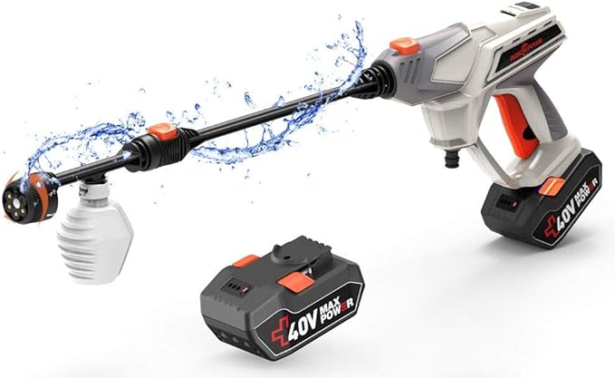 ROCKPALS Cordless Pressure Washer Gun, 2 x 40V Batteries - Scratch & Dent