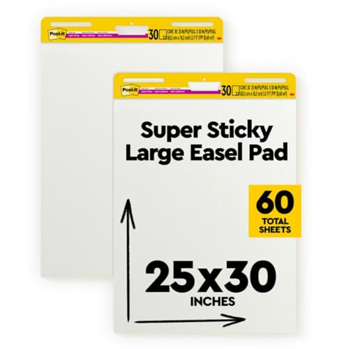 POST-IT SUPER STICKY EASEL PAD 25"X30" 30 SHEETS/PAD, 2 PAD/PACK - WHITE - Like New