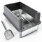 LEMPISH STAINLESS STEEL CAT LITTER BOX WITH TOP LID LARGE XL METAL - GRAY - Like New
