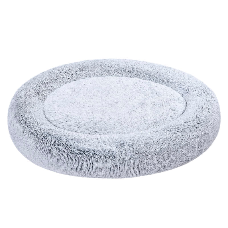 AMAZON BASICS DONUT PET BOLSTER FAUX FUR BED FOR DOG 45" X 45" - GRAY - Like New
