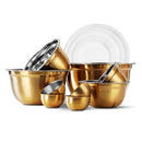 COOK WITH COLOR 18 PIECE MIXING BOWLS SET AIRTIGHT LIDS STAINLESS STEEL - GOLD - Like New