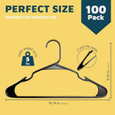 LIFEMASTER PLASTIC CLOTHES HANGER SET 100 PIECES - BLACK - Like New