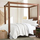 HORIMOTE HOME 100% Cotton Quilt Set 3 Piece Bedspread Coverlet - Cream/White - Like New