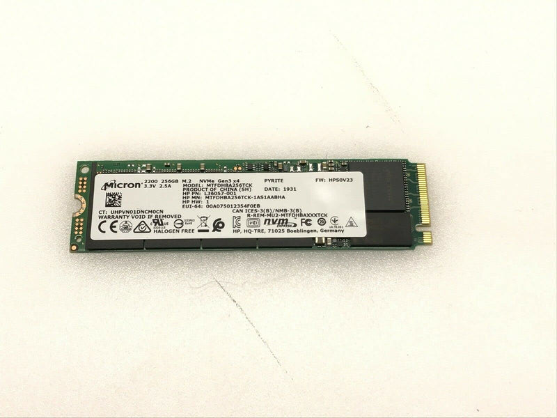 MICRON 256GB PCIE NVME M.2 2280 SSD INTERNAL SOLID STATE DRIVE - GREEN - Like New