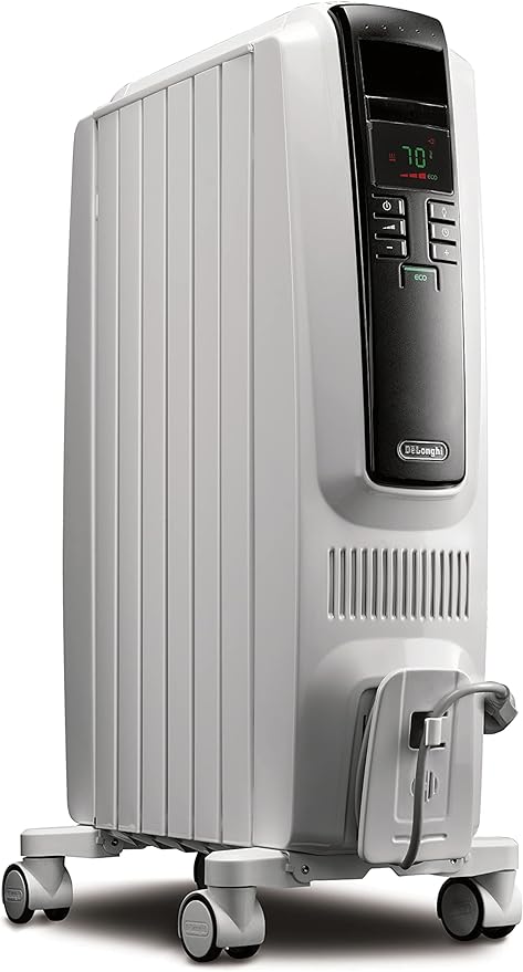 De'Longhi Dragon Digital Oil Filled Radiator Heater 1500W Electric Space - WHITE - Like New